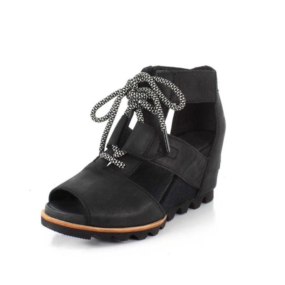 Sorel Joanie Lace Cage Wedge Sandal Size 7.5 Black